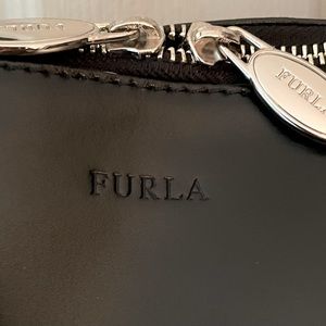 Furla black leather tote bag
